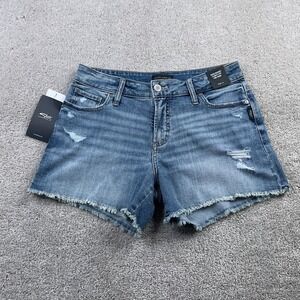 Silver Jeans Denim Shorts Womens 29 Blue Curvy Fit Distressed Frayed Hem NEW NWT